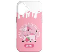 Custodia per iPhone 16 Simpatica mucca rosa Kawaii, Strawberry Milk Girl