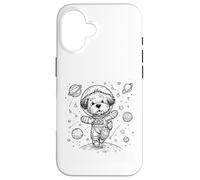 Custodia per iPhone 16 Simpatico cane astronauta esploratore spaziale cucciolo universo design