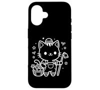 Custodia per iPhone 16 Simpatico contadino Kawaii Gatto Agricoltura Agronomia