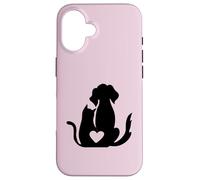 Custodia per iPhone 16 Simpatico gatto e cane coccole per proprietari di animali domestici gattini amanti dei cuccioli