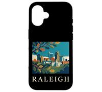 Custodia per iPhone 16 Skyline retrò vintage di Raleigh, Carolina del Nord, Capitol Park