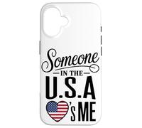 Custodia per iPhone 16 Someone In The U S A Loves Me Heart Flag