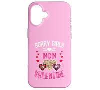 Custodia per iPhone 16 Sorry Girls Mommy Is My Valentine Hearts leopardo e plaid
