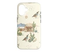 Custodia per iPhone 16 Southwestern Ranch Bunny Uccello Cactus Paese Acquerello