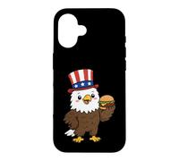 Custodia per iPhone 16 Souvenir dell'America del 4 luglio degli Stati Uniti d'America di Bald Eagle Burger patriottico
