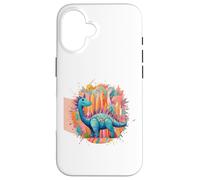Custodia per iPhone 16 Spighe colorate di dinosauro magico per gli amanti dei dinosauri Dino World
