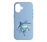 Custodia per iPhone 16 Squalo feroce nei toni del blu