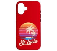 Custodia per iPhone 16 St Lucia Caraibi Vacanza Retro anni '80 Tropicale
