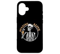 Custodia per iPhone 16 Staying Alive Skeleton Drink Coffee Baristas Coffee Lover