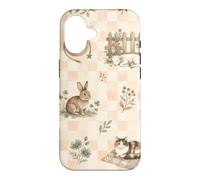 Custodia per iPhone 16 Stivali da cowboy agnello coniglio gatto western fattoria acquerello
