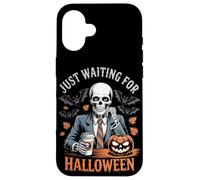 Custodia per iPhone 16 Sto solo aspettando Halloween Funny Skeleton Pumpkin Humor