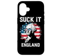 Custodia per iPhone 16 Suck It England American Flag Funny 4th of July Patriotic