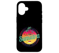 Custodia per iPhone 16 Sumatra Indonesia retrò tramonto vintage souvenir