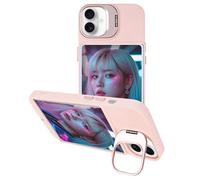 Custodia per iPhone 16, supporto per fotocamera integrato, include 5 caricatori superiori TCG/foto, compatibile con Pokémon, Panini, collezionisti di magia, basket, carte da calcio e foto (rosa)