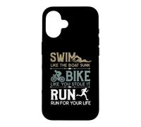 Custodia per iPhone 16 Swim Bike Run Cooles - Bicicletta da triathlon