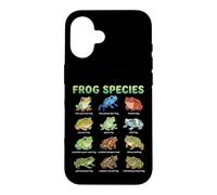 Custodia per iPhone 16 Tabella dei nomi delle specie di rana per bambini Guida all'apprendimento delle rane carine