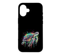 Custodia per iPhone 16 Tartarughe del mondo Color Splash Paint Art