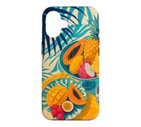Custodia per iPhone 16 Tavolo da frutta tropicale sotto ombre di palma