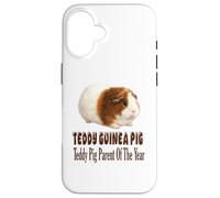 Custodia per iPhone 16 Teddy Guinea Pig Genitore dell'anno, grazioso design Cavy