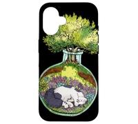 Custodia per iPhone 16 Terrario gatto addormentato albero foresta grafica botanica