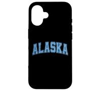 Custodia per iPhone 16 Testo retrò in stile vintage azzurro Alaska