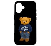Custodia per iPhone 16 The Man The Legend Funny Teddy Bear Humor Quotes Sayings