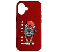 Custodia per iPhone 16 The Real Gangster Bulldog duro con cappello e catena Urban