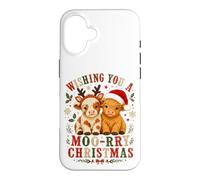 Custodia per iPhone 16 Ti auguro un felice Natale. Simpatiche mucche soffici delle