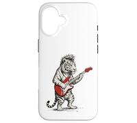 Custodia per iPhone 16 Tiger suona la chitarra Rock & Roll Tigers Rocker Music