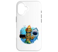 Custodia per iPhone 16 Tiki Man Shark Selfie - Isola divertente Ocean Vibes Tropical