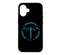 Custodia per iPhone 16 Totem degli attributi tribali della libellula Dashert blu