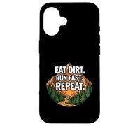 Custodia per iPhone 16 Trail Running Mountain Runner Eat Dirt Run Fast Repeat
