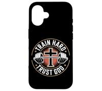 Custodia per iPhone 16 Train Hard Trust God Fitness Cristiano Palestra
