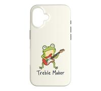 Custodia per iPhone 16 Treble Maker, divertente rana, chitarrista, musica, arte retrò