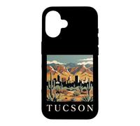 Custodia per iPhone 16 Tucson, Arizona, orizzonte, deserto, montagne, retro, città, arte