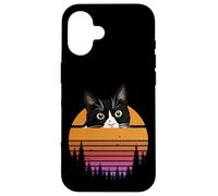 Custodia per iPhone 16 Tuxedo Cat Retro 70s Sunset Vintage Cat Lover