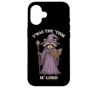 Custodia per iPhone 16 Twas The Tism M Lord Raccoon Wizard, libro a tema Magic Fantasy