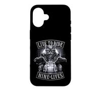 Custodia per iPhone 16 Ufficiale Spiral Nine Lives Motorcycle Rider Gothic Fantasy