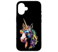 Custodia per iPhone 16 Unicorno Pony Cavaliere Pony Fattoria Cavalli che Cavalcano