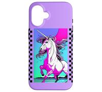 Custodia per iPhone 16 Unicorno surf retrò anni '90