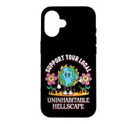 Custodia per iPhone 16 Uninhabitable Hellscape Divertente cambiamento climatico Meme Terra
