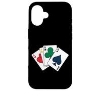 Custodia per iPhone 16 Usura di stile del casinò del poker delle carte da gioco di quattro assi per il tee