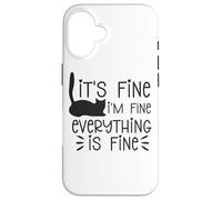 Custodia per iPhone 16 Va bene, sto bene, va tutto bene, gatto, sarcasmo