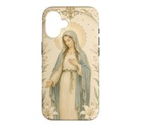 Custodia per iPhone 16 Vergine Cattolica Maria Floreale Preghiera Arte Devozionale Look