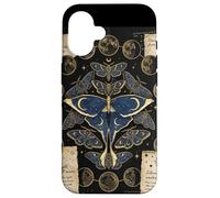 Custodia per iPhone 16 Vintage Luna Moth Fase Lunare Celeste Occulto