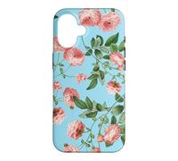 Custodia per iPhone 16 Vintage Rosa Rosa Rose Su Un Uovo Di Robin Sfondo Blu