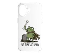 Custodia per iPhone 16 We Rise At Dawn Season Spooky Frog Meme Zombie Halloween