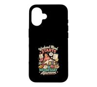 Custodia per iPhone 16 Weekend Inizia Mercoledi Design Divertente Gatto
