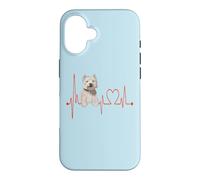 Custodia per iPhone 16 West Highland White Terrier Heartbeat I miei cani sono il mio cardio