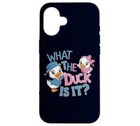 Custodia per iPhone 16 What the Duck Is It Gender Reveal Baby Shower Party